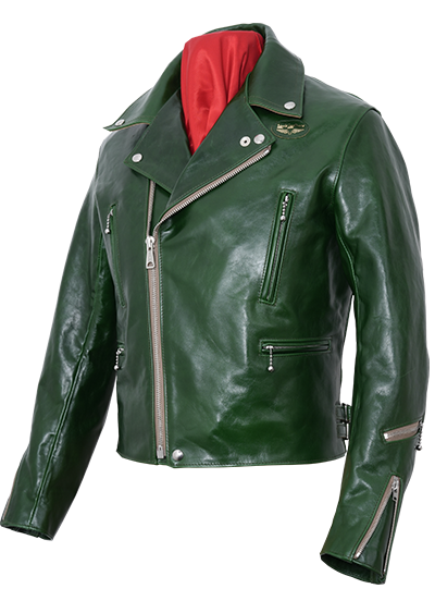 Cow leather veg tanned green color