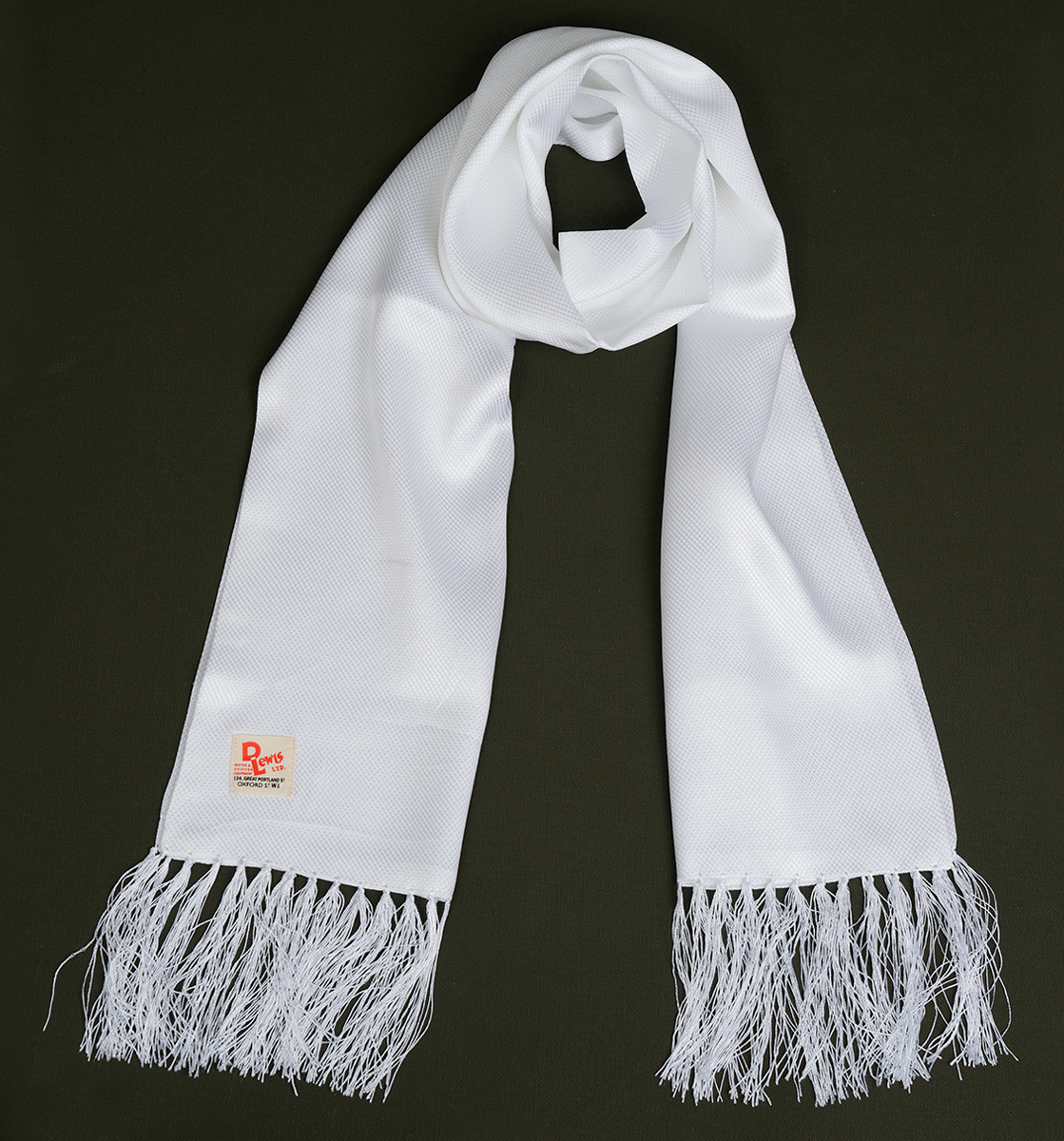 D Lewis Textured Weave Silk Scarf White