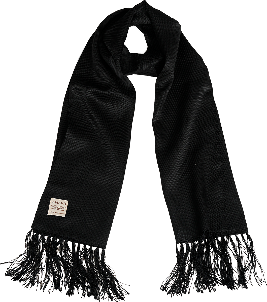 AVIAKIT Textured Weave Silk Scarf Black
