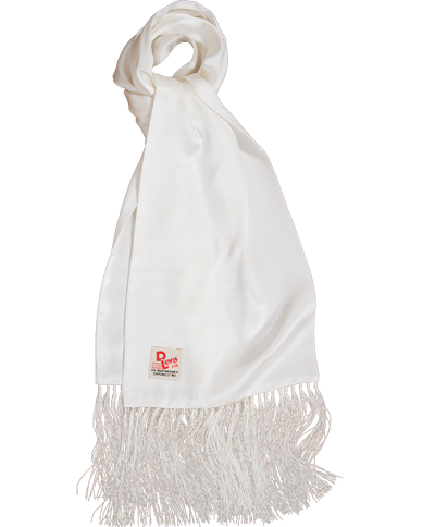 D Lewis Smooth Silk Scarf White
