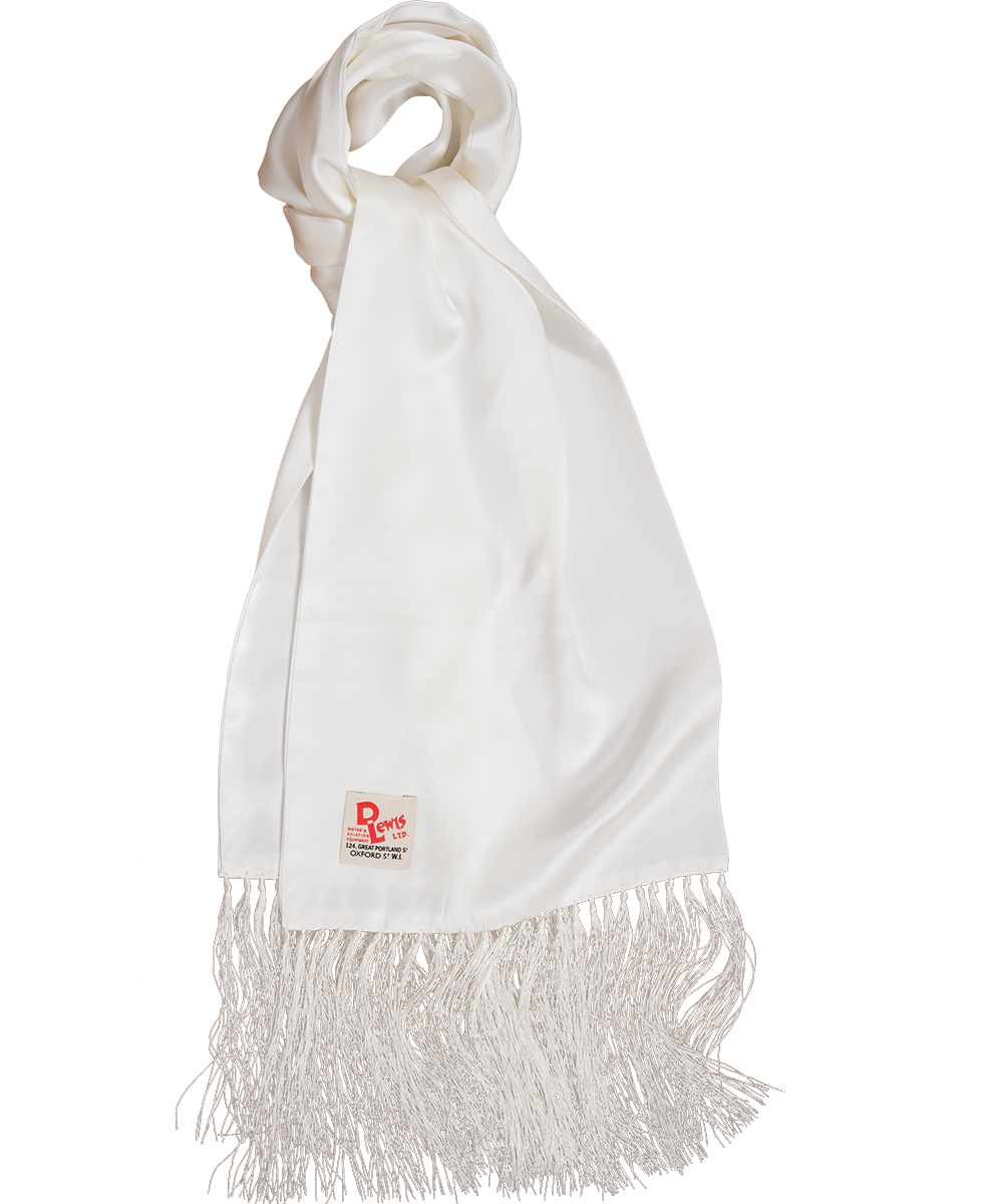 D Lewis Smooth Silk Scarf White